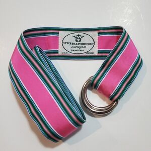 Stubbs & Wootton Palm Beach XS Belt Grosgrain Striped Unisex Pink Green 35"